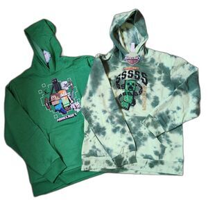 Minecraft Hoodie Bundle – Size XL Boys – Green Gamer Sweatshirts – New With Tags